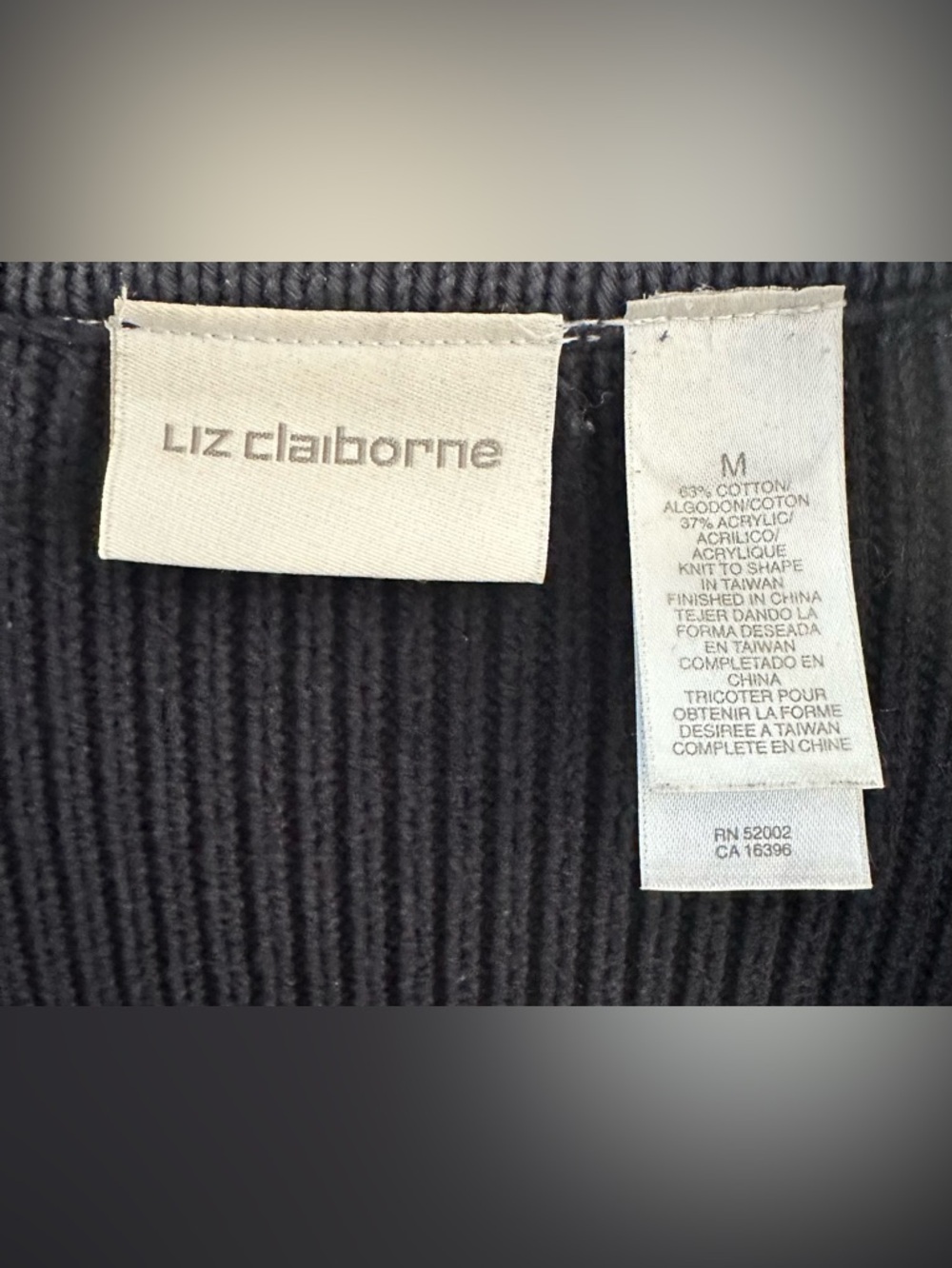 Liz Claiborne Navy Ribbed Button-Front Cardigan - Picture 2 of 6